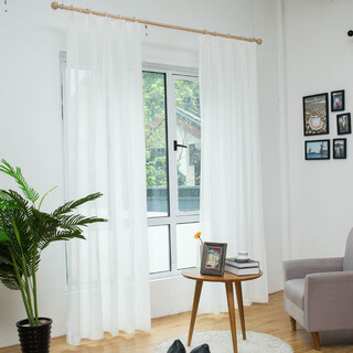 Heisha finished cotton and linen curtains and windows, thickened and warm solid color linen and white gauze curtains, white hook style - 2.0 width x 2.5 height - 1 piece