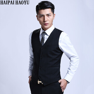 Haipai haoyu suit vest men's slim business formal jacket sleeveless high-end suit vest professional wear waistcoat black vest 2xl (180) recommended 65-72kg