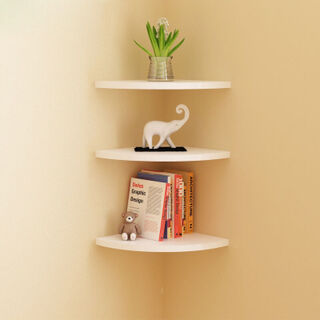 City code fan-shaped wall storage rack painted corner shelf triangular decorative rack corner bracket wall corner wall hanging white three pieces