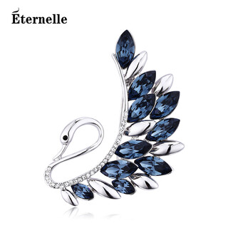 Eternelle french eternal austrian crystal corsage women's high-end swan brooch temperament pin silk scarf button elder gift skyline blue