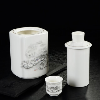 Songhui ceramic warm wine kettle, hot wine kettle, warming wine boiler, chinese wine set, white and yellow wine household warmer kettle, 1 jin jin is equal to 0.5 kg (1 jin jin is equal to 0.5 kg) snow mountain rafting 3-piece set