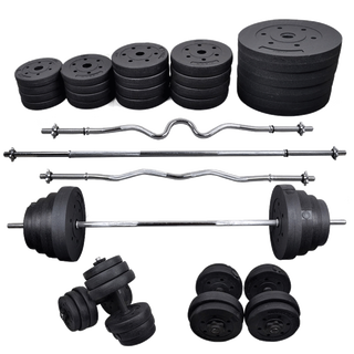 Ln kano home barbell set weightlifting men's fitness equipment adjustable bench press arm muscle chest muscle environmentally friendly rubber-coated barbell 45kg bar dumbbell combination