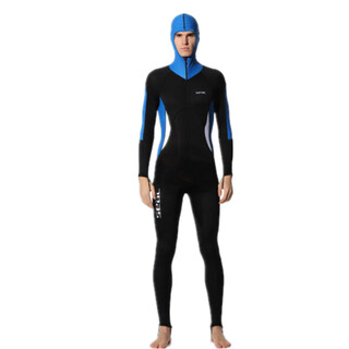 Hisea new long-sleeved one-piece wetsuit for men, quick-drying suit, snorkeling suit, surfing suit, beach jellyfish suit, swim suit, dark blue hooded m
