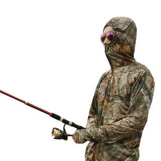 Zhuochi (zhuochi) summer outdoor bird-watching photography leaves quick-drying breathable bionic camouflage fishing clothing lure sun protection clothing hooded aquatic camouflage m (height 165-170)