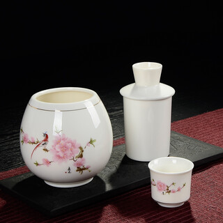 Songhui bone jade porcelain white wine wine warmer hot wine pot warm wine set sake rice wine antique ceramic wine set warm wine half jin jin equals 0.5 kg (half jin jin equals 0.5 kg) yuanfu style peach blossom 3-piece set