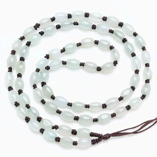 Zhennuo hand-woven bead chain pendant lanyard jade pendant crystal jade pendant rope men and women necklace rope pendant rope rice beads brown rope