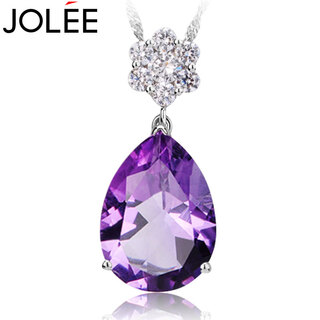 Jolee necklace women's s925 silver pendant is fashionable and simple, natural amethyst colored treasure necklace, a gift for women, one thing and one certificate