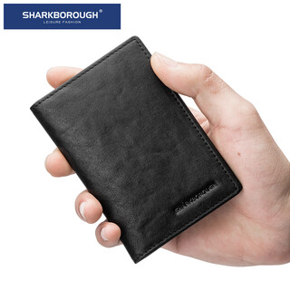 Sharkborough genuine pickup bag men's short genuine leather driver's license card holder anti-degaussing thin multi-card slot wallet casual korean version upgraded version can hold driver's license