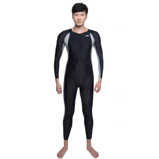 Nsa unisex second generation shark skin sun protection waterproof mother full body one piece warm swimsuit 553 black + shark skin swimming cap m (1.55m/85jin jin is equal to 0.5kg)