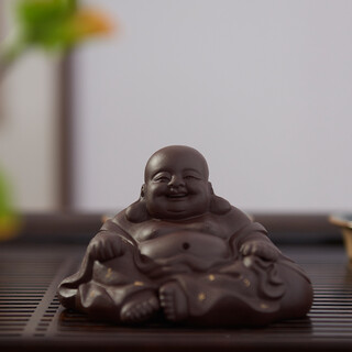 Yixing purple clay tea pet maitreya buddha ornaments from the han and tang dynasties, smiling often with a big belly, arhat laughing buddha, happy buddha ornaments, tea toys, tea sets, purple clay-happy buddha