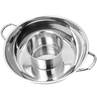 Dele stainless steel yuanyang hot pot induction cooker pot little sheep hot pot multi-purpose pot with grid hot pot soup pot brush hot pot household multi-purpose pot - free gift 40cm