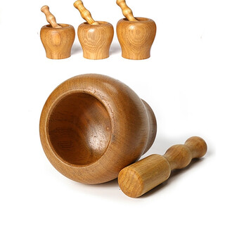 Wood multi-purpose garlic jar grinder medicine grinding jar mortar mortar garlic jar wooden garlic jar large (diameter 8cm)