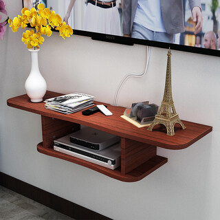 Sangziyuan set-top box rack wall-mounted wall storage rack tv wall set-top box rack wall-mounted set-top box storage rack tv box rack tv back wall router storage box teak color small style