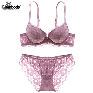 Glambody magic natural line european and american sexy lace embroidered top thin and bottom thick bra set thickened deep small chest push-up women's underwear 842002