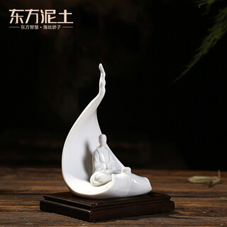 Oriental soil dehua white porcelain designer lin binbin sculpture ornaments/one leaf, one bodhi d46-21 kd46-21a one leaf, one bodhi (with ebony base)
