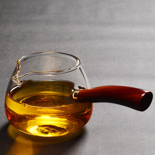 Porcelain brand tea set transparent thickened heat-resistant glass fair cup tea leakage tea dispenser tea sea rosewood handle kung fu tea set accessories perfect side handle fair cup