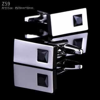 欧妖新款简约欧美银色袖扣袖钉男女 法式衬衫扣钉百搭袖口扣袖口钉小  Z59长条黑钻