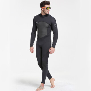 Sbart 3mm swimsuit men's diving suit thickened thermal suit winter snorkeling suit one-piece long-sleeved jellyfish suit surfing suit black 3xl