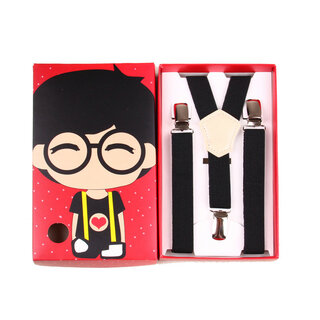 Royal merchant korean version children's suspender clip baby suspenders summer boys girls big children children's 3-clip suspender clip korean clip children's 3-clip black strong buckle suitable for 1-6 years old gift box