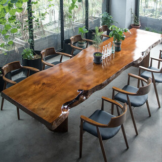 Taoxinyi solid wood conference table long table natural edge log large board tea table tea table and chair combination boss desk other sizes and colors contact customer service