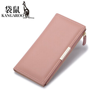 Kangaroo (kangaroo) wallet women's fashion korean style long wallet multi-card slot zipper bag women's wallet clutch bag wallet pink