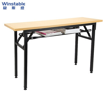 Wenstan w7317 long folding table factory exhibition conference restaurant training coaching bar table yellow pattern 120*60*75cm