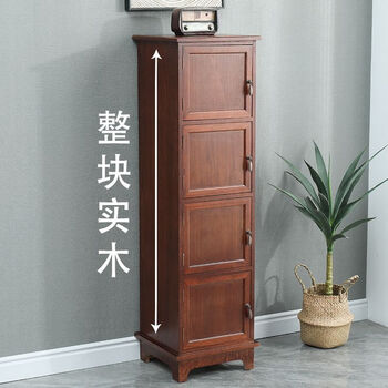 Splot solid wood drawer cabinet with door large capacity storage cabinet household multi-functional storage cabinet simple bookcase balcony corner cabinet 35 cm walnut color two doors ready for sale