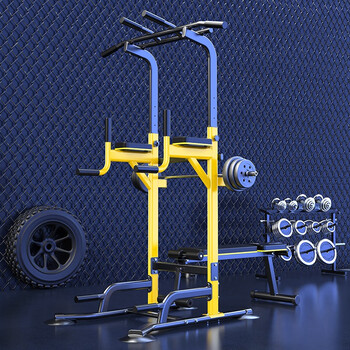 Doniuz pull-up bench press rack horizontal bar floor-standing multi-functional adult home standing height-adjustable horizontal bar rack multi-function tripod accessories - yellow + dumbbell bench