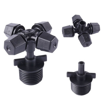 Jiujuhe 4-point cross spray dust reduction plastic nozzle micro-nozzle water mist atomization dust removal construction site dust-proof sprinkler head enclosure 50 pieces