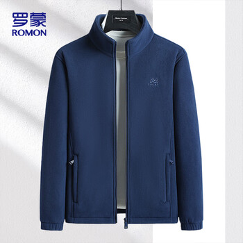Romon jacket men's autumn and winter business warm fleece jacket casual polar fleece jacket men's bb9 dark blue xl