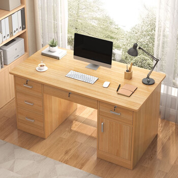 Yulexin computer desk desktop simple office desk home student learning desk bookcase combination workbench desk recommended luxury style five-pocket oak color 120cm