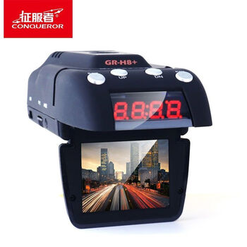 Conqueror car driving recorder electronic dog speed all-in-one high-definition installation-free fixed mobile radar h8+