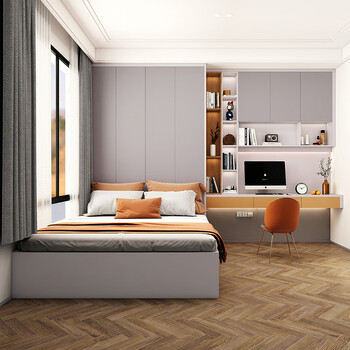 Sophia tatami bed, whole house custom-made nordic style light luxury study room, multi-functional tatami desk combination, integrated wardrobe, membership bonus