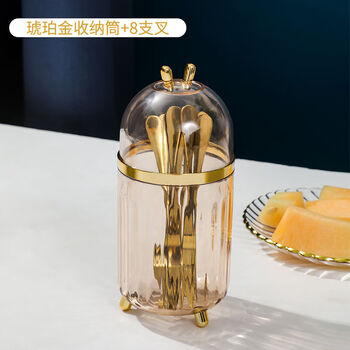 High-looking fruit fork storage jar fruit picks stainless steel fruit picks knife and fork storage box