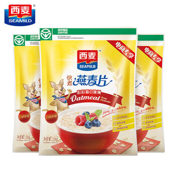 West wheat quick-cooking and fast-cooking large-grain pure oatmeal nutritious whole-grain breakfast original full-flavored milk cereal 1000gx3 bags