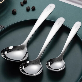 Onlycook 304 stainless steel dinner spoon thickened large household creative round head soup rice spoon children's spoon tableware medium size 3 pieces 304 stainless steel