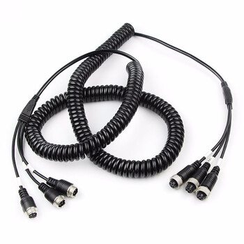 Lutu aviation spring line three to three 8 meters length truck reversing image aviation head four-way surveillance video connection line