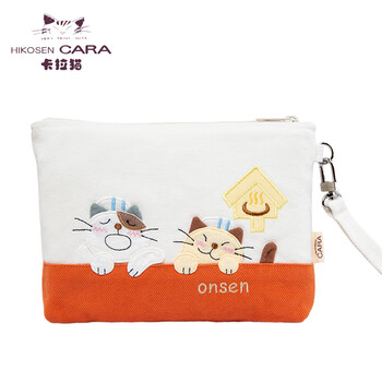 Hikosen cara clutch coin bag cute student cute female mobile phone bag headphone bag wallet card bag white orange matching