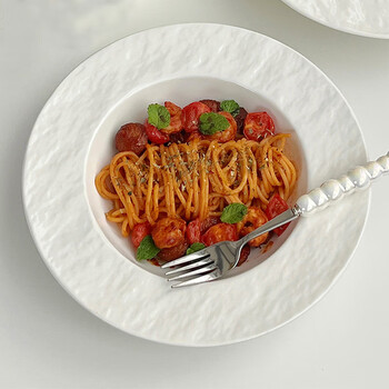 Dinner general western plate salad plate straw hat plate household stone pattern soup plate ceramic soup plate western pasta plate 9.5 inches