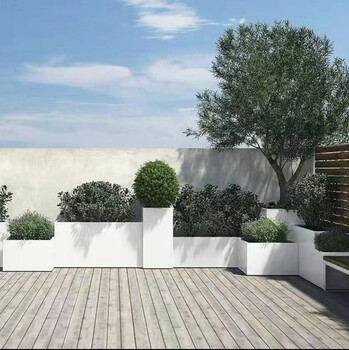 Qianlongyue rectangular cement flower pot extra large long magnesia mud flower box flower trough manger green plant outdoor potted bonsai white white 100*40*60 cm (length*width*height)