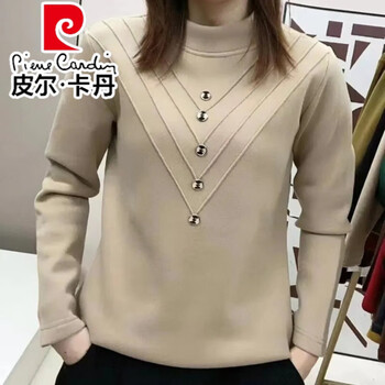Pierre cardin 2025 winter new style plus velvet and thickened super soft baby velvet warm top for women, korean style, style, can be worn outside, milk tea color, five buttons, thickened, 4xl 129-139 catties