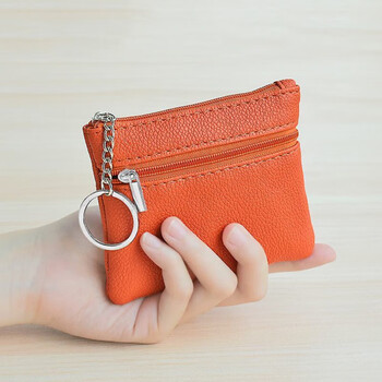 Mini new small card holder, versatile key bag, fashionable coin purse, compact storage small wallet, zipper coin bag, soft orange