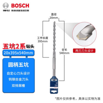 Bosch (bosch) wukeng 2 series electric hammer round handle concrete brick wall construction drill bit power tool accessories carbide 20*395/540mm single pack (576972)