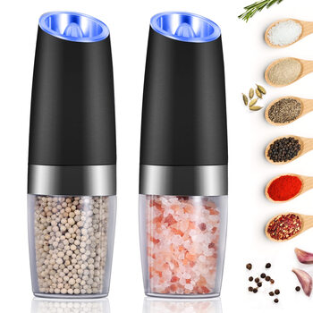 Easycom gravity electric salt and pepper grinder set automatic pepper and salt grinder