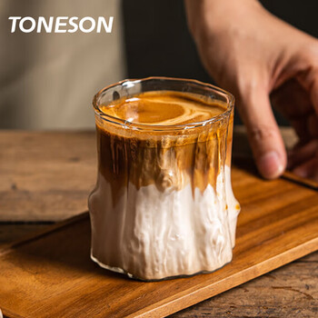 Toneson american coffee cup latte cup household glass cup high-value retro water cup coffee cup bark coffee cup 300ml