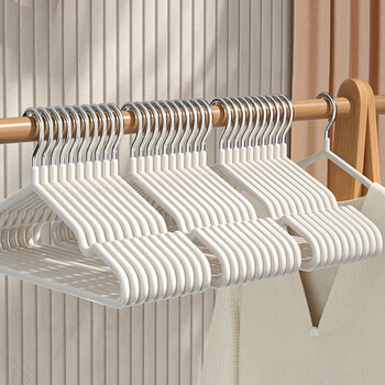 Ingenuity ling 50-piece clothes hanger, non-marking and non-slip clothes drying rack, anti-shoulder corner clothes drying support, wet and dry clothes hanger, non-slip, non-marking and non-bulging, white, 10-piece package