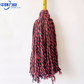 Wooden pole mop cotton thread twisted water mop towel cloth old-fashioned mop cleaning hotel property black and red mop small style