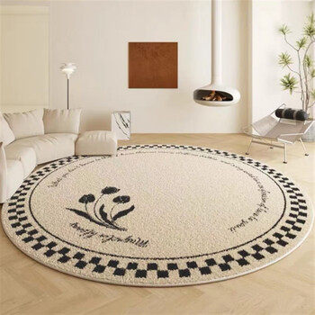 Shuwei american retro living room round carpet light luxurious small apartment coffee table carpet bedroom cloakroom rocking chair carpet round-danish tulip diameter 100cm crystal velvet