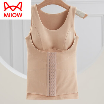 Miiow breasted body sculpting warm vest women's new tight-fitting tummy control waist corset top with suspenders 3501# skin color 3xl 130-150 jin
