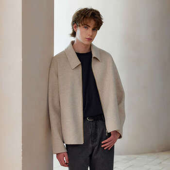 Pso brand pure wool minimalist jacket autumn and winter men's sheep wool cleanfit profile zipper top women's mica xl